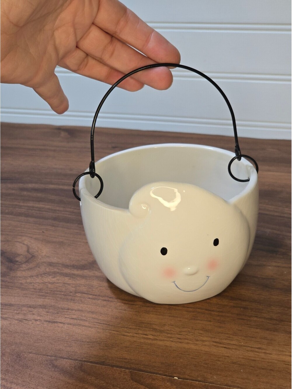 Hallmark Ghost Ceramic Halloween Candy Bucket White Ghost Pail